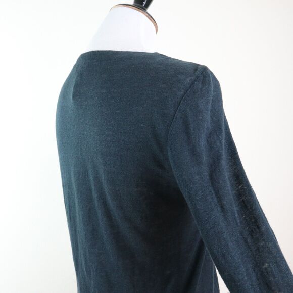 Joie Size S 100% Linen Henley Peasant Blouse Slub Knit Washed Black - Picture 5 of 9